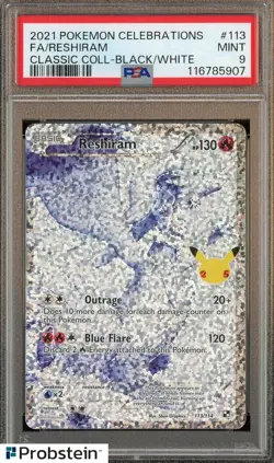 2021 Pokemon Celebrations Classic Coll Black/White #113 Reshiram Fa PSA 9 - Image 1