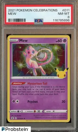 2021 Pokemon Celebrations #011 Mew PSA 8 NM-MT - Image 1