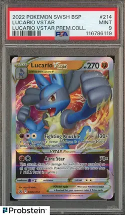2022 Pokemon SWSH BSP Premium Collection #214 Lucario Vstar PSA 9 MINT - Image 1