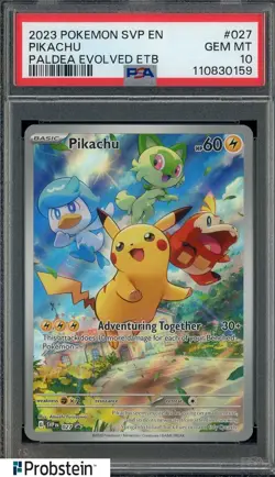 Pokemon Paldea Evolved Pikachu 027 ETB PSA 10 Gem Mint - Image 1