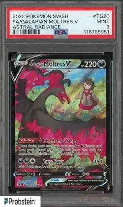 2022 Pokemon SWSH Astral Radiance #TG20 FA Galarian Moltres V PSA 9 MINT - Image 1