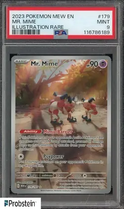 2023 Pokemon Mew EN Illustration Rare #179 Mr. Mime PSA 9 MINT - Image 1