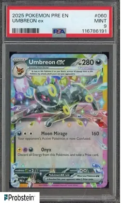 2025 Pokemon Pre EN #060 Umbreon Ex PSA 9 MINT - Image 1