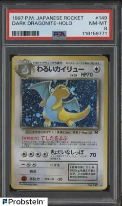 1997 Pokemon Japanese Rocket #149 Dark Dragonite Holo PSA 8 NM-MT - Image 1