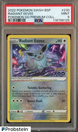 2022 Pokemon SWSH BSP Pokemon Go Premium Coll #230 Radiant Eevee PSA 9 MINT - Image 1