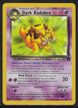 Dark Kadabra 39/82 Team Rocket Pokemon Card WOTC NM - Image 1