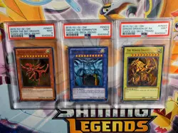 Yugioh Egyptian God Card Set Slifer, Obelisk, Ra YGLD-ENG01, ENG02, ENG03 PSA 9 - Image 1