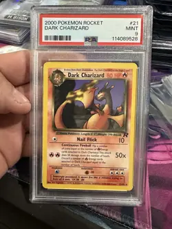 PSA 9 DARK CHARIZARD 21/82 Non-Holo Rare Team Rocket 2000 - Pokemon Card WOTC - Image 1