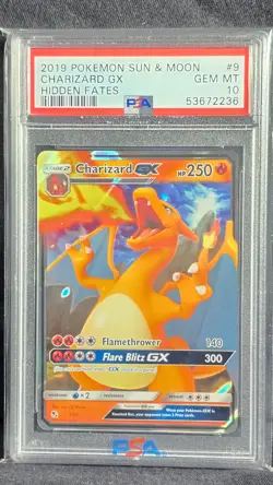 2019 Pokemon TCG Charizard GX Hidden Fates Holo Ultra Rare Card 9/68 PSA 10 - Image 1