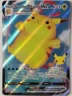 HOLO Surfing Pikachu VMAX 009/025 NM Pokemon Celebrations Card $2 Flat Shipping - Image 1