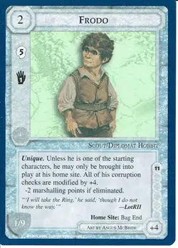 MIDDLE EARTH BLUE BORDER PREMIER RARE CARD FRODO ex - Image 1