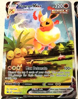 TCG Pokemon Jumbo Card Lot of 9 Cards With Ultra Rare Flareon Vmax SWSH180 - Image 1