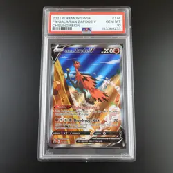 PSA 10 Galarian Zapdos V 174/198 Chilling Reign Full Art Holo Pokemon Card - Image 1