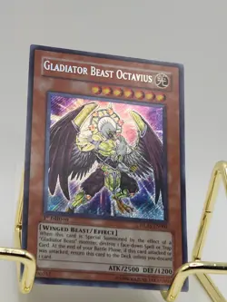 Yugioh Gladiator Beast Octavius GLAS-EN000 1st Edition Secret Very Light Play - Image 1