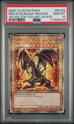 2025 PSA 10 YUGIOH RA04 1ST ED QCR SECRET RARE RED EYES BLACK DRAGON 💎 - Image 1