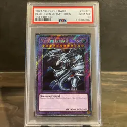 2024 PSA 10 YUGIOH RA03 BONANZA PLATINUM SECRET RARE BLUE EYES ULTIMATE DRAGON - Image 1