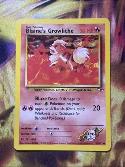BLAINE’S GROWLITHE - Gym Heroes Set - 62/132 - Common - Pokemon Card - Mp - Image 1