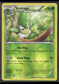 2015 XY BREAKthrough Set Pokemon Card 006 Simisage Reverse Foil LP - Image 1
