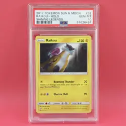 Raikou 32 Holo 2017 Pokemon S&M Shining Legends Card Graded PSA 10 CGC BGS - Image 1
