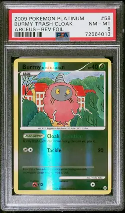 Pokemon Card Burmy Trash Cloak 58/99 Reverse Holo Platinum Arceus PSA 8 NM-MT - Image 1