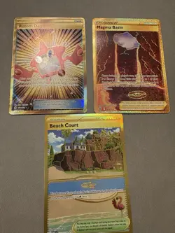 Pokemon Rotom Dex Magma Basin Beach Court Secret Rare Cards Set GOLD - Image 1