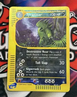 Tyranitar Reverse Holo 40/147 Aquapolis Pokemon Card E-Reader Heavily Played - Image 1