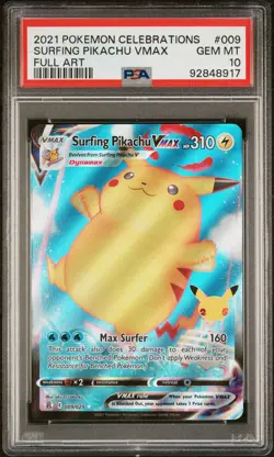 PSA 10 Surfing Pikachu Vmax 009/025 Celebrations Classic Collection Pokemon Card - Image 1