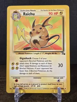Raichu 29/62 Fossil *Unlimited* *Rare* Pokemon Card TCG Non Holo MP Vintage - Image 1