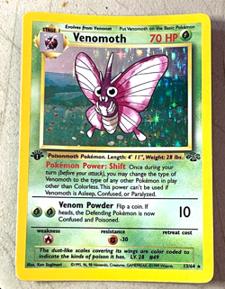 Venomoth - 13/64 - Pokemon Jungle 1st Edition WOTC Holo Rare MP Card - Image 1