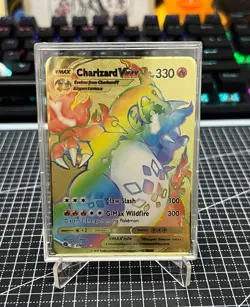 Charizard VMAX Rainbow Gold Metal Pokemon Card Collectible/Gift/Display - Image 1