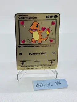Charmander I Choose You Love Gold Metal Pokemon Card Collectible/Gift/Display - Image 1
