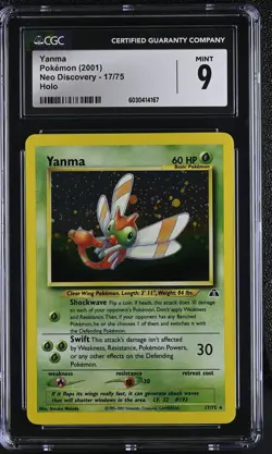 CGC 9 MINT Yanma 2001 Neo Discovery 17/75 Holo Pokemon Card psa - Image 1