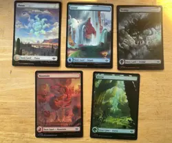 MTG Foil Full Art Outlaws of Thunder Junction OTJ Basic Land Set Of 5 - Image 1
