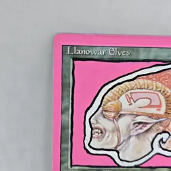 MtG Llanowar Elves Revised ALTERED MP Pink/White Paint Moderately Played - Image 3