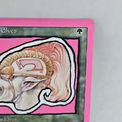 MtG Llanowar Elves Revised ALTERED MP Pink/White Paint Moderately Played - Image 4