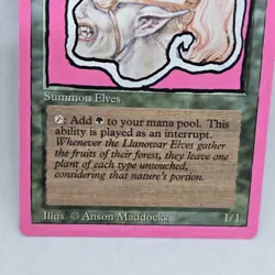 MtG Llanowar Elves Revised ALTERED MP Pink/White Paint Moderately Played - Image 5