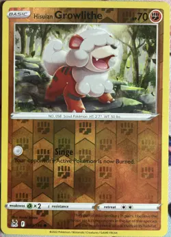 Hisuian Growlithe Reverse Holo - 083/196 - Lost Origin Pokemon 2022 - Image 1