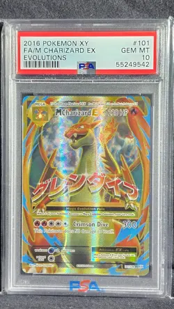 2016 Pokemon XY Evolutions Full Art M Mega Charizard EX 101/108 PSA 10 Gem Mint - Image 1