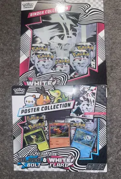 Pokemon White Flare Binder AND Black Bolt White Flare Poster Collection - Image 1