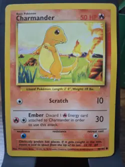 Charmander 046/102 Base Set Regular Rare Pokemon 1999 MP - Image 1