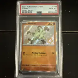 2024 Pokemon Mankey Paldean Fates Shiny Rare #169 PSA 10 Gem Mint - Image 1