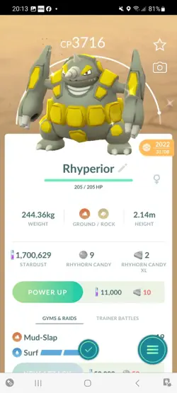 Pokemon Go Shiny Rhyperior (High Cp ) - Image 1