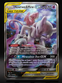 Mewtwo & Mew GX SM191 Sun & Moon Full Art Black Star Promo Pokemon Card NM/LP - Image 1