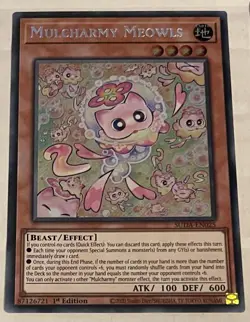 Yu-Gi-Oh TCG SUDA-EN025 Mulcharmy Meowls 1st Edition Secret Rare Card - Image 1
