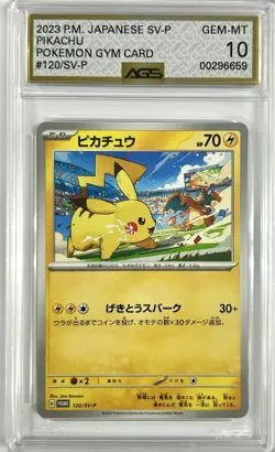 AGS 10 GEM MINT Japanese Pokemon 2023 Pikachu 120/SV-P Scarlet & Violet PROMO - Image 1