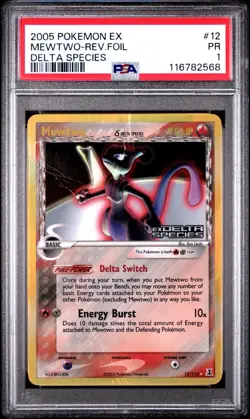PSA 1 Mewtwo Delta Species Reverse Holo Foil #12 2005 EX Pokemon Stamped - Image 1