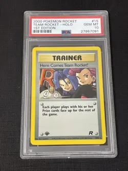 2000 Pokemon PSA 10 Team Rocket Holo 1st Edition WOTC - Image 1