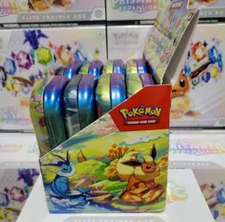Pokemon TCG Prismatic Evolutions - Set of 8 Sealed Mini Tins w/Display Box - Image 4