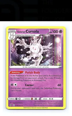 Galarian Cursola #079/192 SWSH02: Rebel Clash Pokemon Holo Rare - Image 1