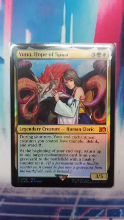 Yuna, Hope of Spira - FINAL FANTASY Prerelease Promo - Foil Near Mint - Image 1